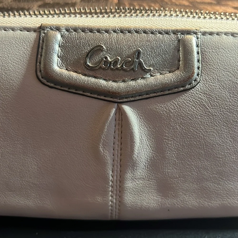 COACH CREAM PEWTER LONG WALLET PREOWNED